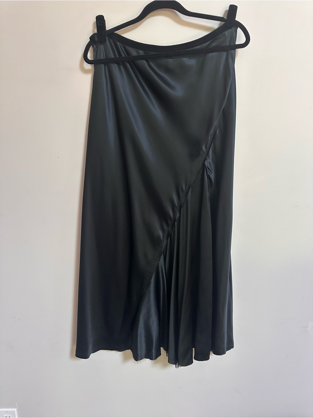 GO BY GO SILK Black Satin A-Line Midi Skirt - Picture 3 of 7